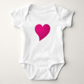 Grote roze fuchsia Heart, Love, white Romper (Voorkant)