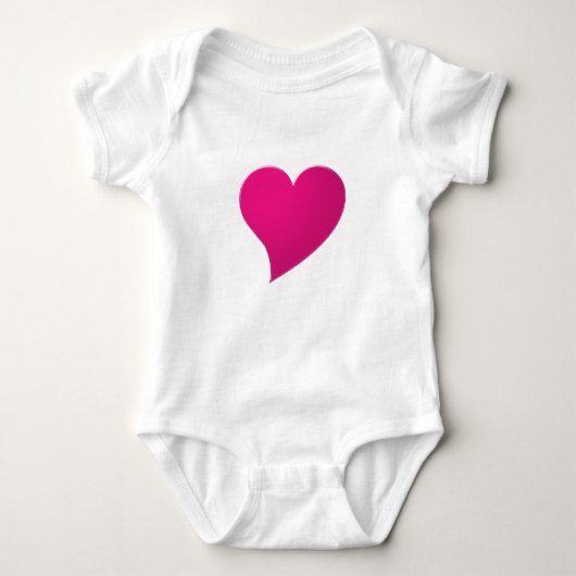 Grote roze fuchsia Heart, Love, white Romper (Voorkant)