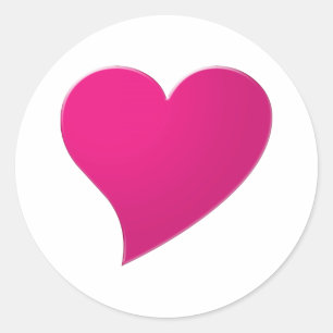 Grote roze fuchsia Heart, Love, white Ronde Sticker