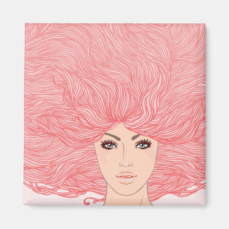 Grote Roze Haired Vrouw Magneet