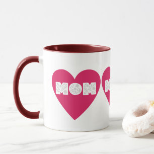 Grote Roze Hart MOM Bloem Typografie Koffiemok Mok
