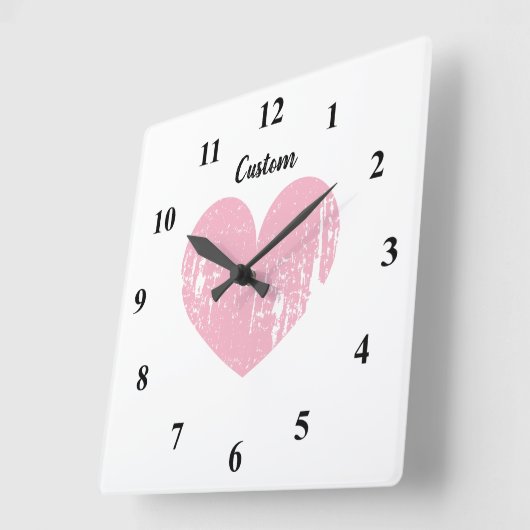 Grote roze  hartkamer grote vierkante klok (Hoek)