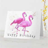 Grote roze Kaart van de Birthday Flamingo, van all (Gele Bloem)