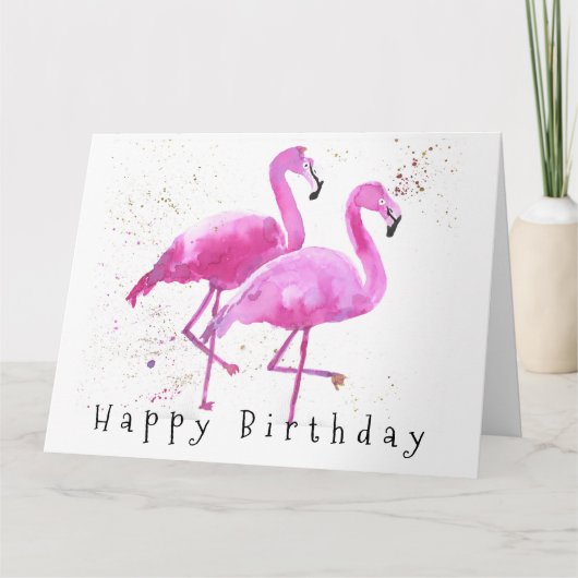 Grote roze Kaart van de Birthday Flamingo, van all (Voorkant)