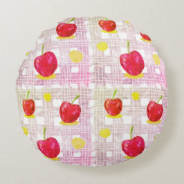 grote roze kers rond kussen