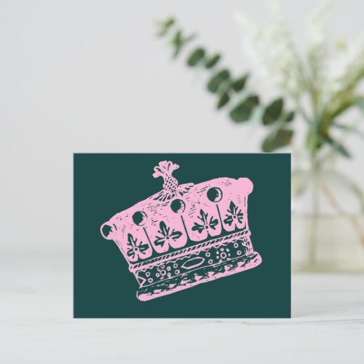 Grote roze kroon of Tiara Briefkaart (Staand voorkant)