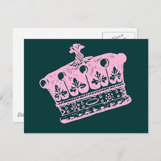 Grote roze kroon of Tiara Briefkaart (Voorkant / Achterkant)