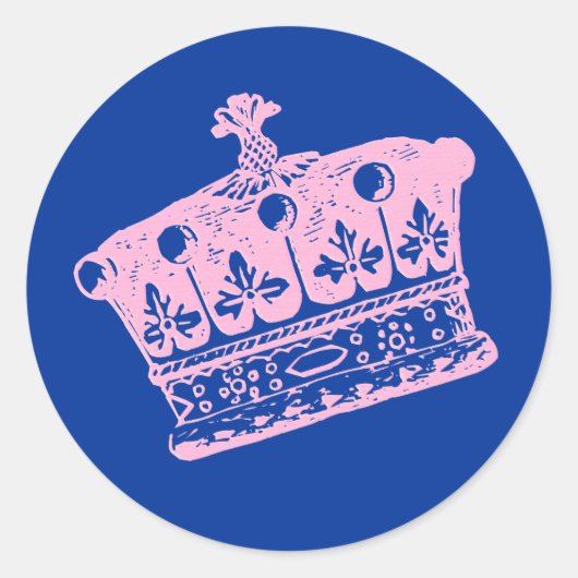 Grote Roze Kroon of Tiara Ronde Sticker (Voorkant)