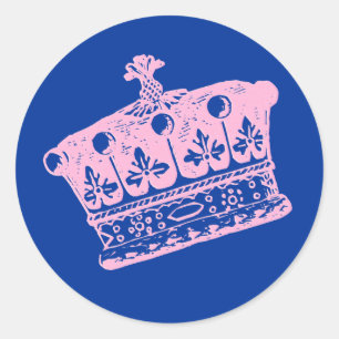 Grote Roze Kroon of Tiara Ronde Sticker