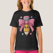 Grote Roze Lint Potlood Terug Naar School Cadeau 2 T-shirt (Voorkant)