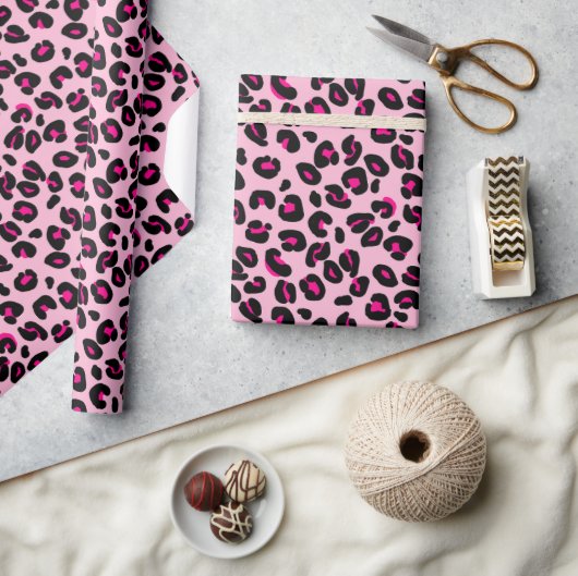 Grote Roze Luipaardvlekken Dierenprintpatroon Cadeaupapier (Crafts)
