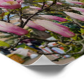 Grote roze magnolia bloemen. Lentbloei Poster (Hoek)