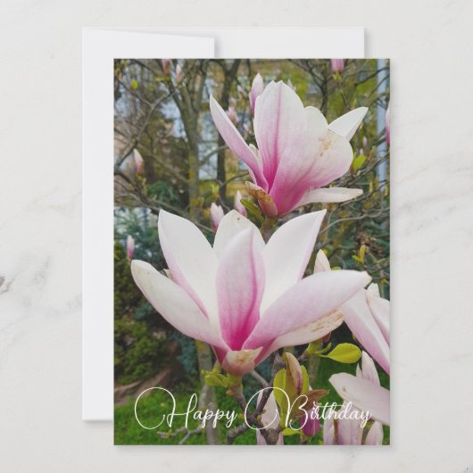Grote roze magnolibloemen bloemen. kaart (Voorkant)