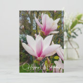 Grote roze magnolibloemen bloemen. kaart (Staand voorkant)
