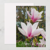 Grote roze magnolibloemen bloemen. kaart (Voorkant / Achterkant)