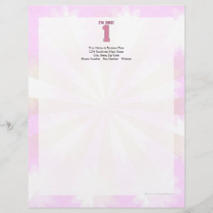 Grote roze nummer één, de eerste verjaardag van he briefhoofd