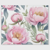 grote roze pioenrozen waterverf cadeaupapier (Vlak)