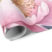 grote roze pioenrozen waterverf cadeaupapier (Rol Hoek)