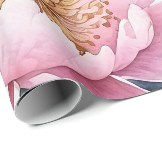 grote roze pioenrozen waterverf cadeaupapier (Rol Hoek)