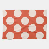 Grote roze pokkencirkels op rood theedoek (Horizontaal)