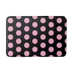Grote Roze Polka Dots op Zwart Badmat