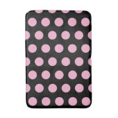 Grote Roze Polka Dots op Zwart Badmat (Voorkant Verticaal)