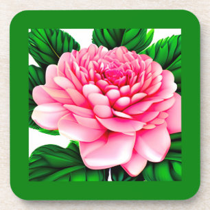 Grote roze pony met Emerald Green Leaves Bier Onderzetter