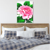 Grote roze pony met Emerald Green Leaves Canvas Afdruk (Insitu (Slaapkamer))