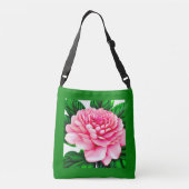 Grote roze pony met Emerald Green Leaves Crossbody Tas (Achterkant)