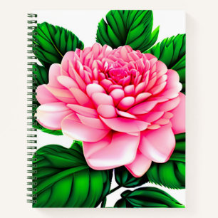 Grote roze pony met Emerald Green Leaves Journal Notitieboek