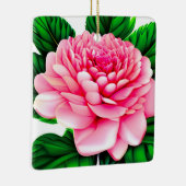 Grote roze pony met Emerald Green Leaves Keramisch Ornament (Rechts)