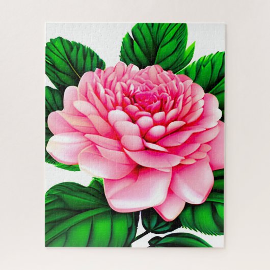 Grote roze pony met Emerald Green Leaves Legpuzzel (Verticaal)