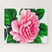 Grote roze pony met Emerald Green Leaves Legpuzzel (Horizontaal)