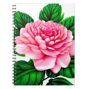 Grote roze pony met Emerald Green Leaves Notitieboek