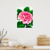 Grote roze pony met Emerald Green Leaves Poster (Keuken)