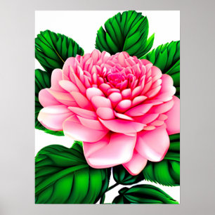 Grote roze pony met Emerald Green Leaves Poster
