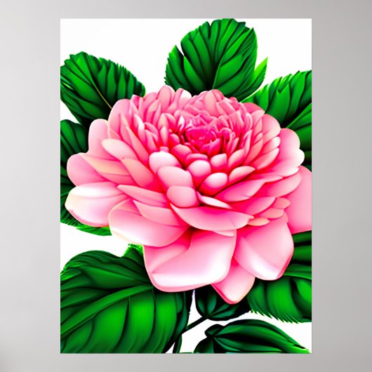 Grote roze pony met Emerald Green Leaves Poster (Voorkant)