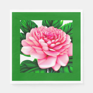 Grote roze pony met Emerald Green Leaves Servet