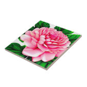 Grote roze pony met Emerald Green Leaves Tegeltje (Zijkant)