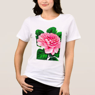 Grote roze pony met Emerald Green Leaves Tri-Blend Shirt