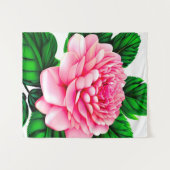 Grote roze pony met Emerald Green Leaves Wandkleed (Voorkant (horizontaal))