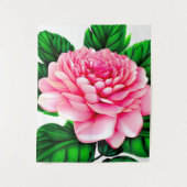 Grote roze pony met Emerald Green Leaves Wandkleed (Voorkant)