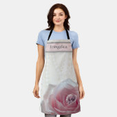 Grote Roze Roos met Diamant Gepersonaliseerd Schort (Gedragen)