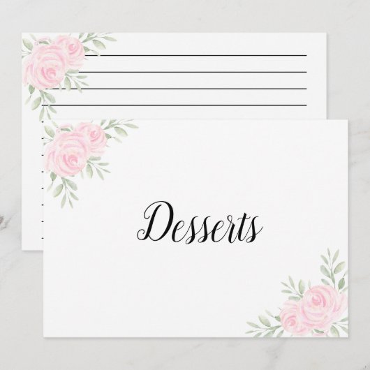 Grote roze roze bloemen - bruine edel - Kaart divi (Voorkant / Achterkant)