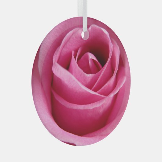 Grote roze roze roze roos glas ornament (Voorkant Rechts)