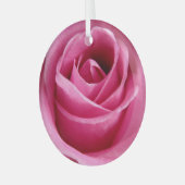 Grote roze roze roze roos glas ornament (Voorkant links)