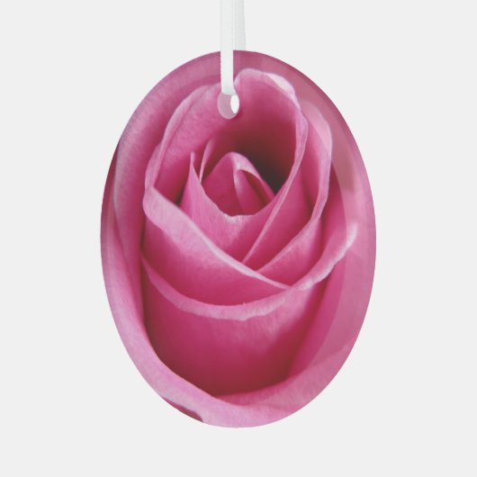 Grote roze roze roze roos glas ornament (Voorkant links)