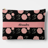  grote roze rozen met bladeren op zwart etui (Voorkant)