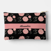  grote roze rozen met bladeren op zwart etui (Achterkant)