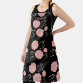  grote roze rozen met bladeren op zwart schort (Insitu)